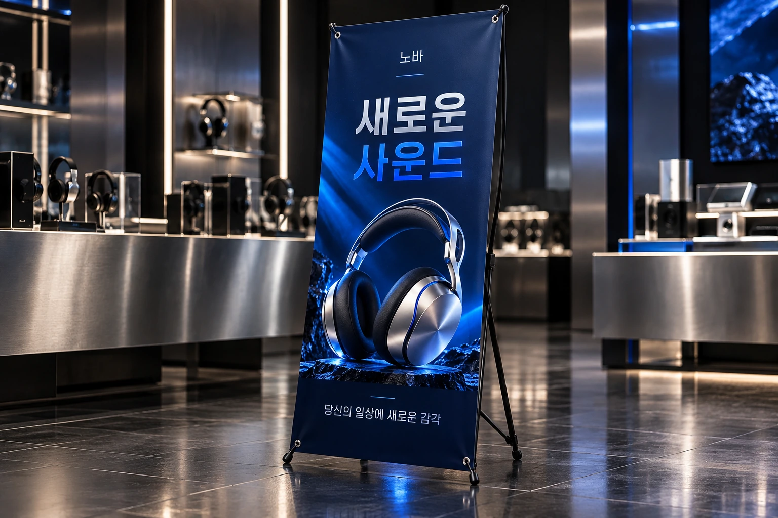 노바 오디오 X배너 거치대 목업